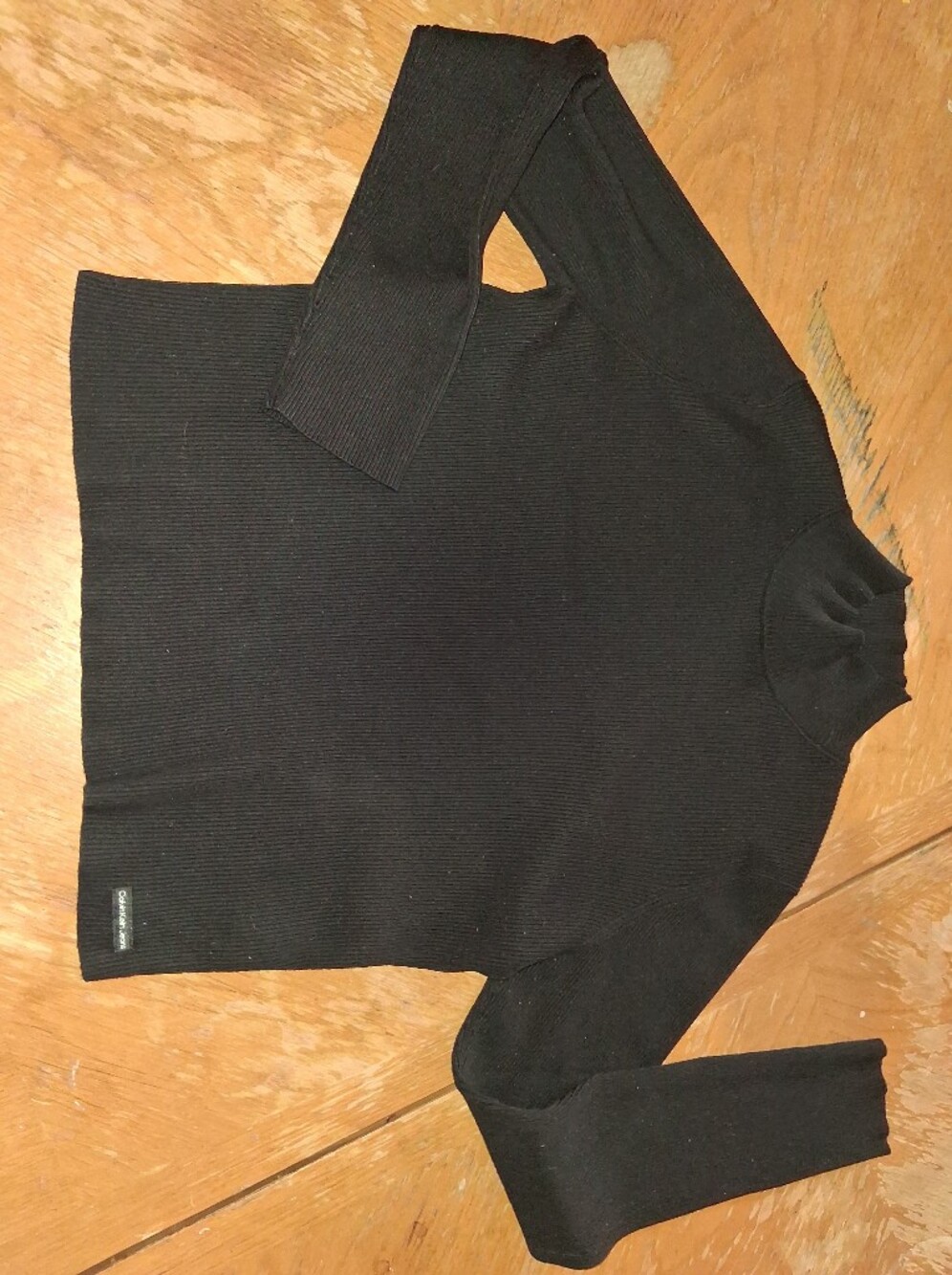 Calvin Klein Black Ribbed Turtleneck Long Sleeve Top